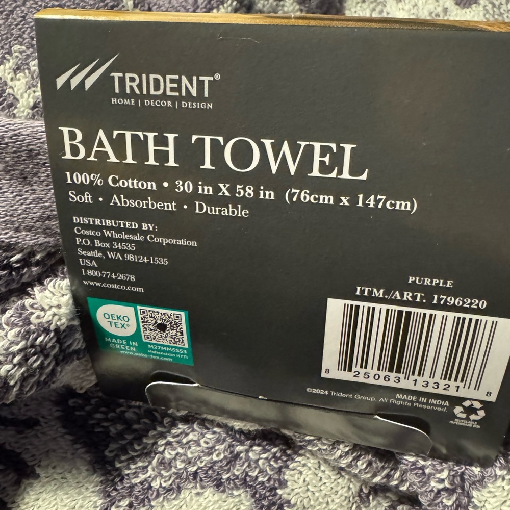 Bath Towel 100 Cotton30inX58in(76cm X147cm) Purple Soft/Absortbent/Durable 2pcs - Picture 3 of 3